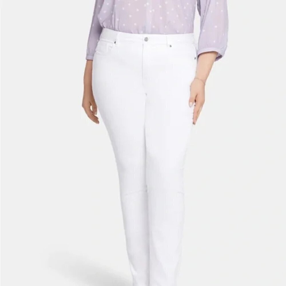 NWT NYDJ Marilyn High Rise Stretch Straight Leg Jeans in Optic White- Size 18